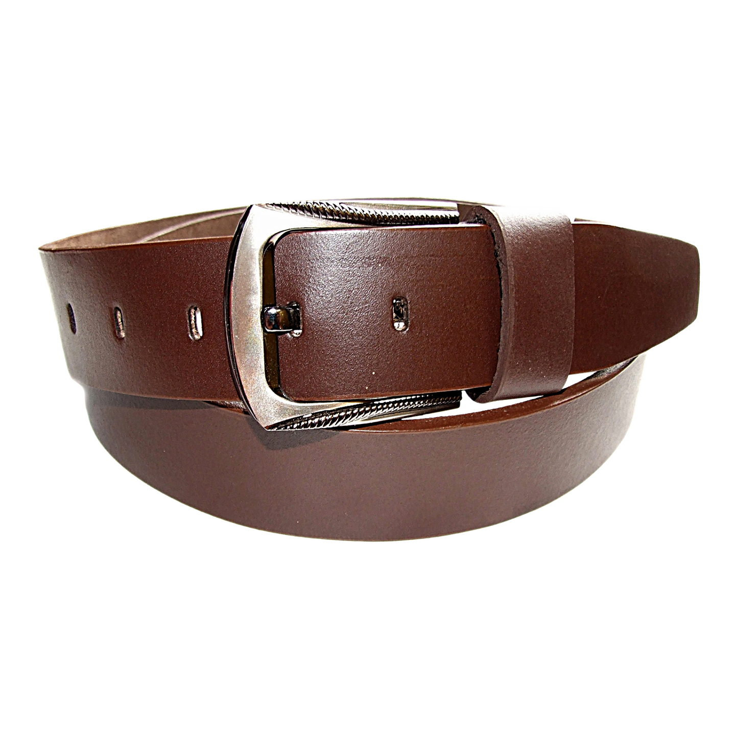 Mens Brown Cowhide Genuine Leather Belt Casual Fashion 38mm Pin - QHA UK