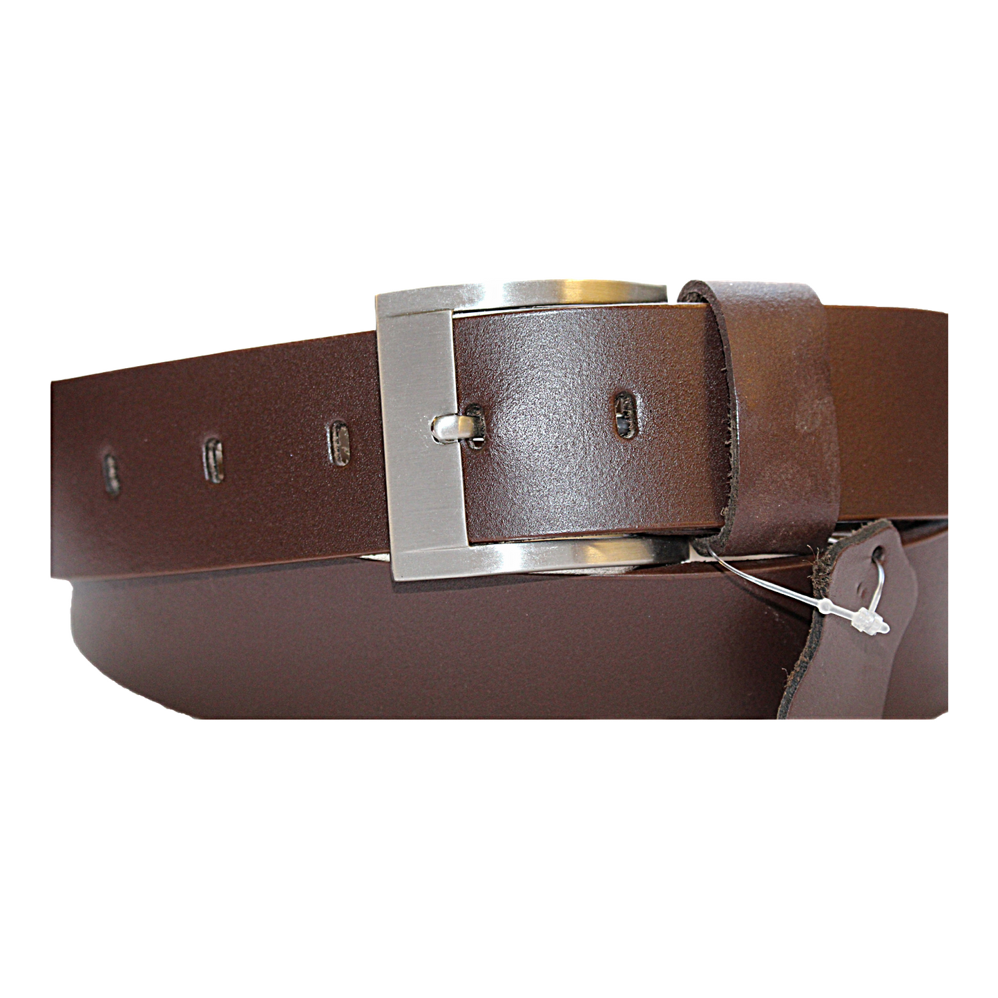 Mens Brown Cowhide Genuine Leather Belt Casual Fashion 38mm Pin - QHA UK