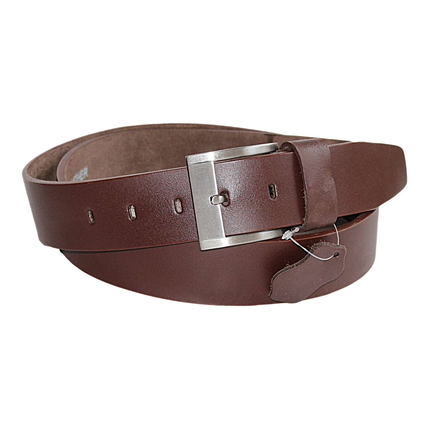 Mens Brown Cowhide Genuine Leather Belt Casual Fashion 38mm Pin - QHA UK