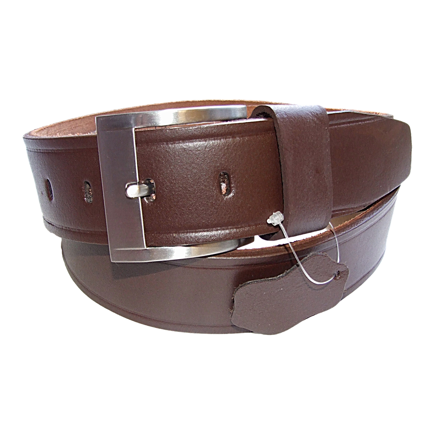 Mens Brown Cowhide Genuine Leather Belt Casual Fashion 38mm Pin - QHA UK
