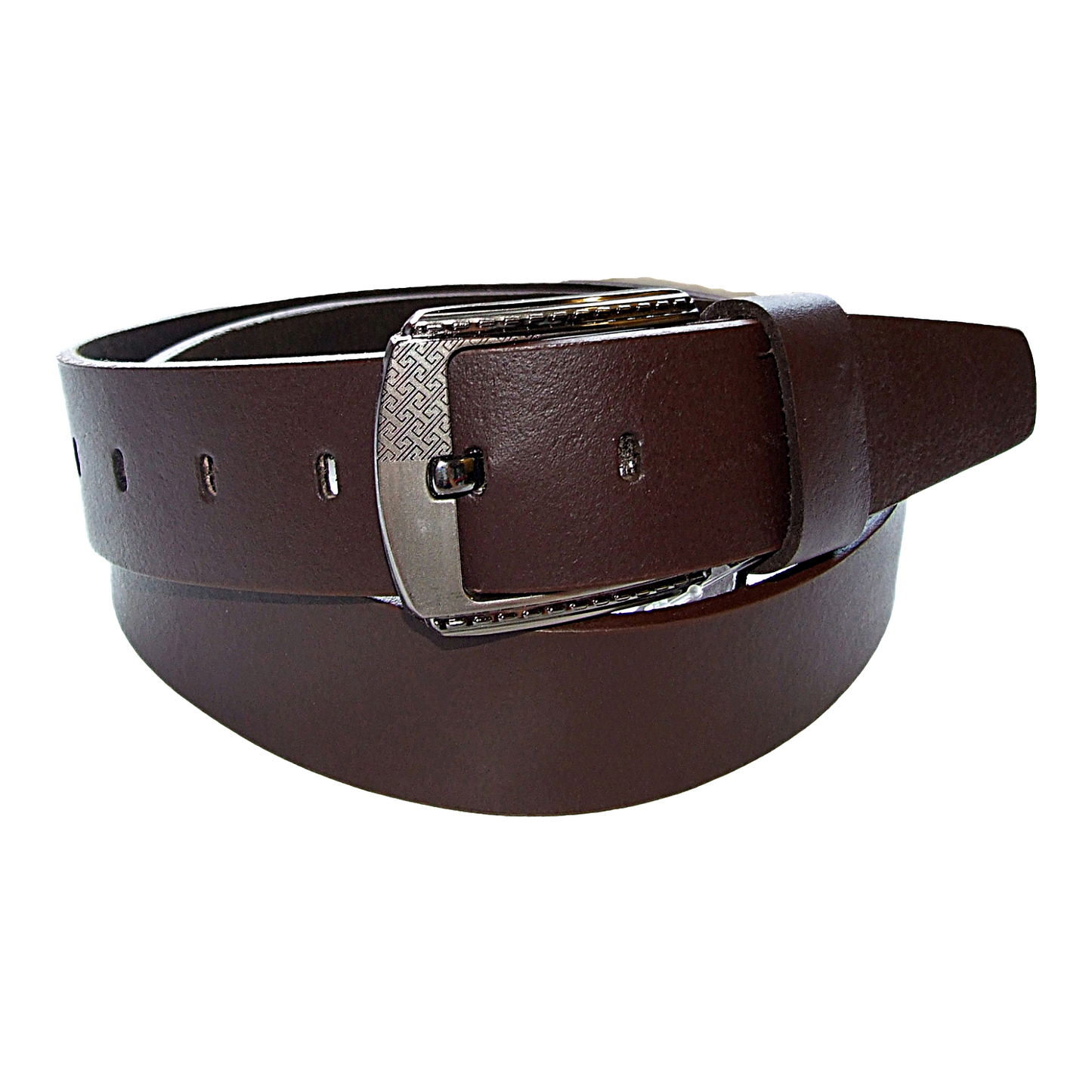Mens Brown Cowhide Genuine Leather Belt Casual Fashion 38mm Pin - QHA UK
