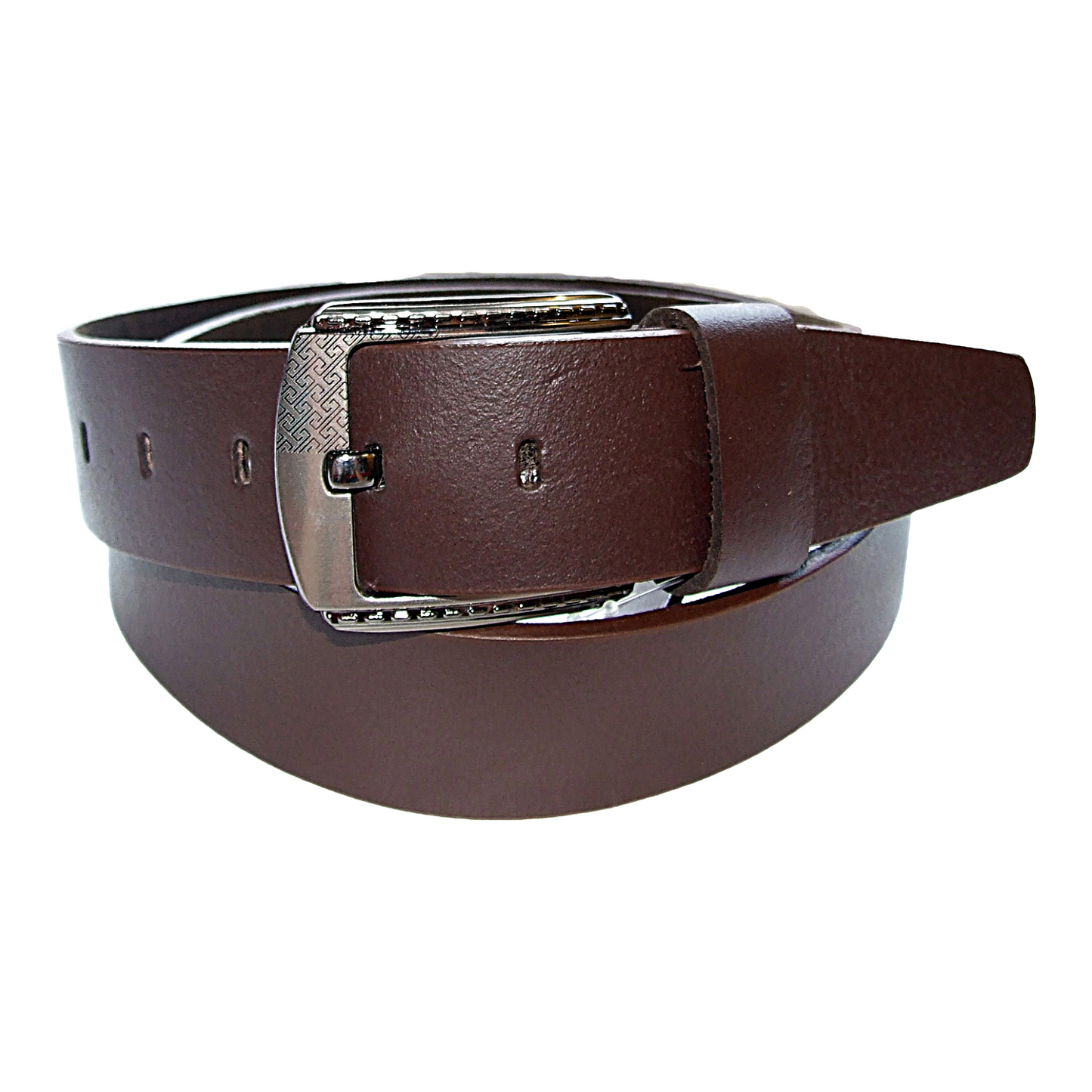 Mens Brown Cowhide Genuine Leather Belt Casual Fashion 38mm Pin - QHA UK
