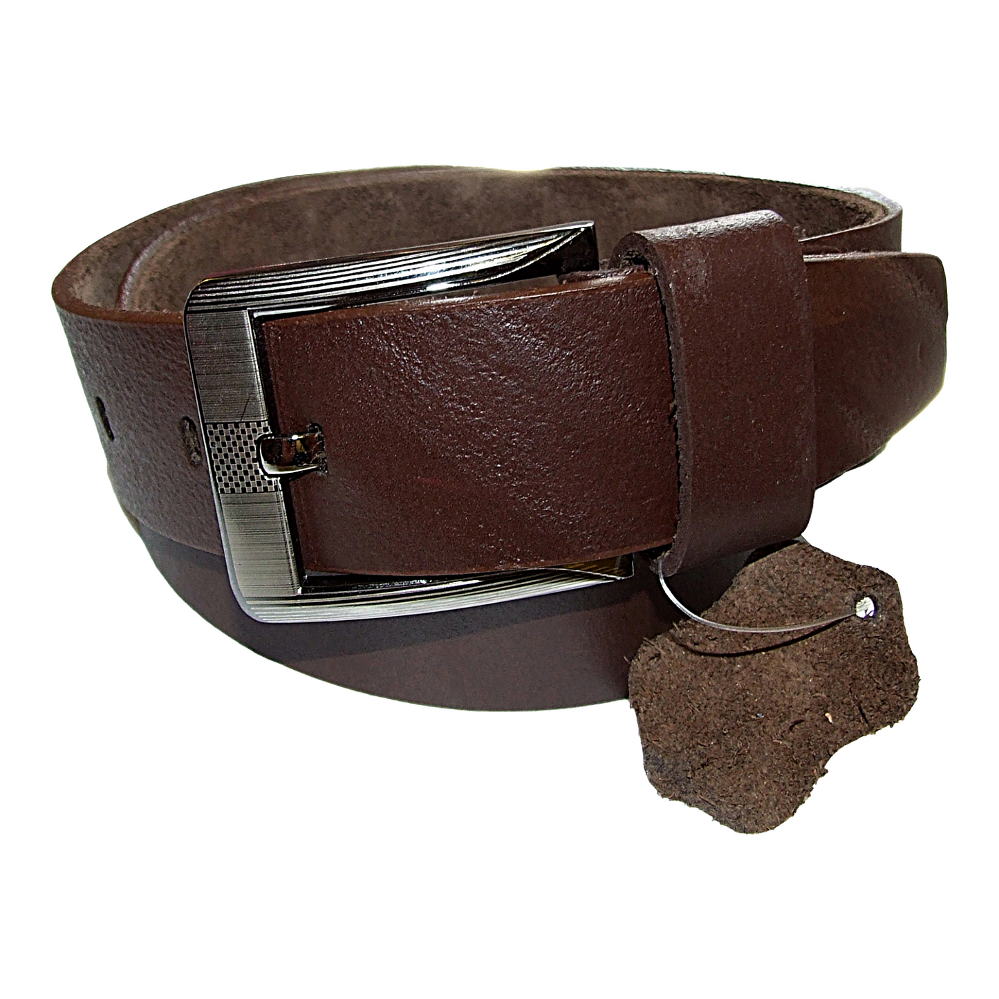 Mens Brown Cowhide Genuine Leather Belt Casual Fashion 38mm Pin - QHA UK