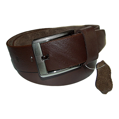Mens Brown Cowhide Genuine Leather Belt Casual Fashion 38mm Pin - QHA UK