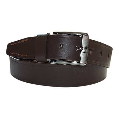 Mens Brown Cowhide Genuine Leather Belt Casual Fashion 38mm Pin - QHA UK