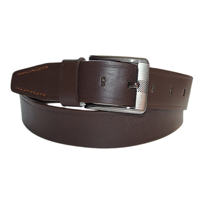 Mens Brown Cowhide Genuine Leather Belt Casual Fashion 38mm Pin - QHA UK