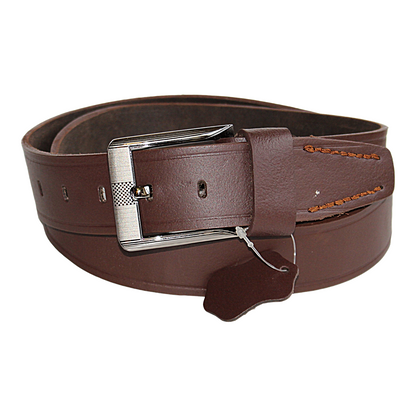 Mens Brown Cowhide Genuine Leather Belt Casual Fashion 38mm Pin - QHA UK