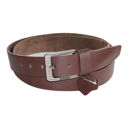 Mens Brown Cowhide Genuine Leather Belt Casual Fashion 38mm Pin - QHA UK