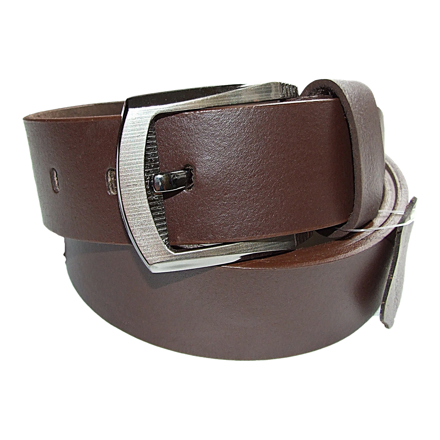 Mens Brown Cowhide Genuine Leather Belt Casual Fashion 38mm Pin - QHA UK