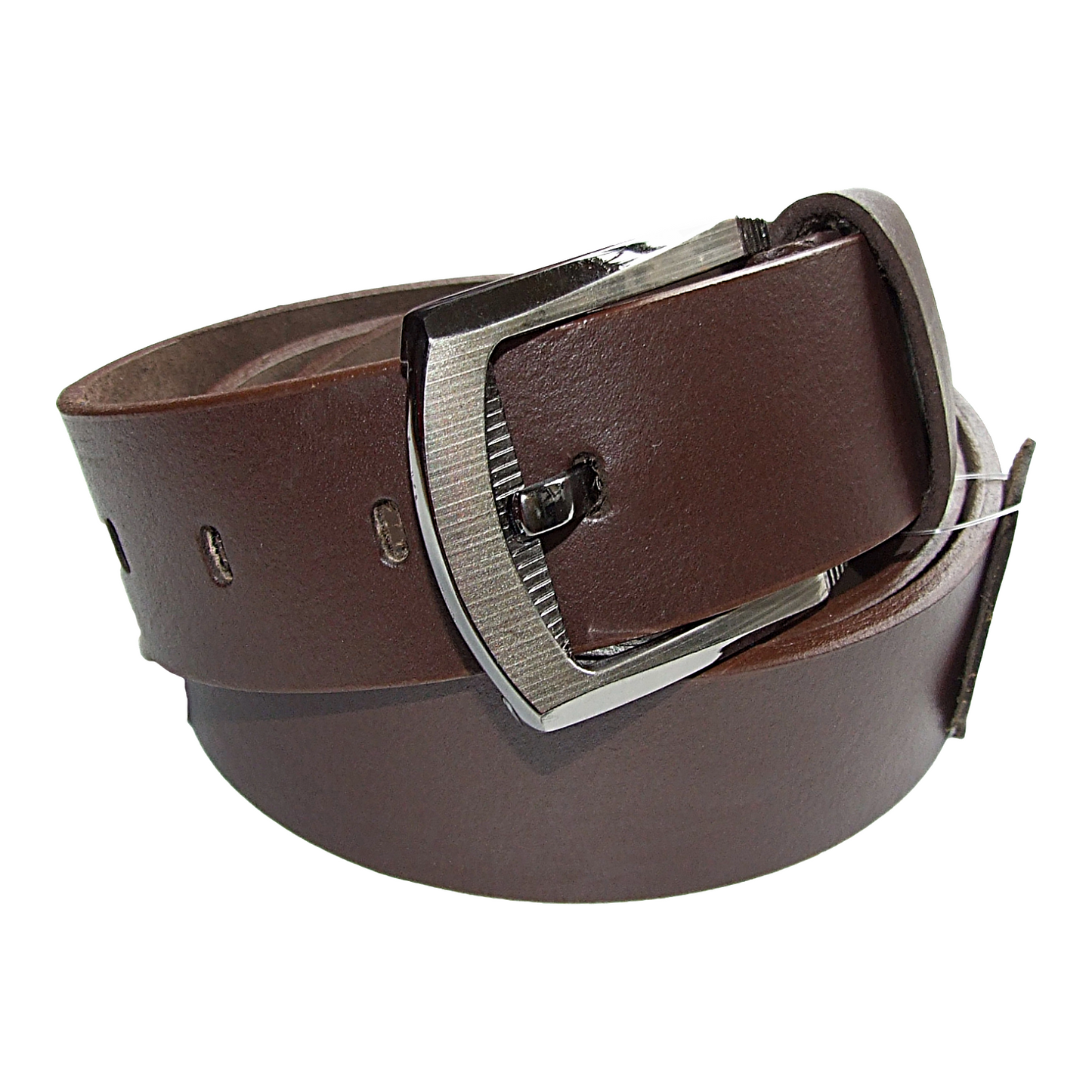 Mens Brown Cowhide Genuine Leather Belt Casual Fashion 38mm Pin - QHA UK