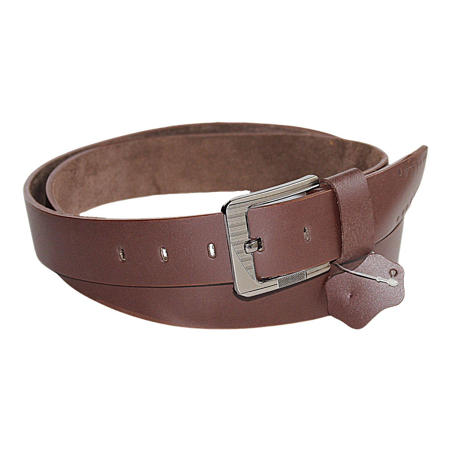 Mens Brown Cowhide Genuine Leather Belt Casual Fashion 38mm Pin - QHA UK