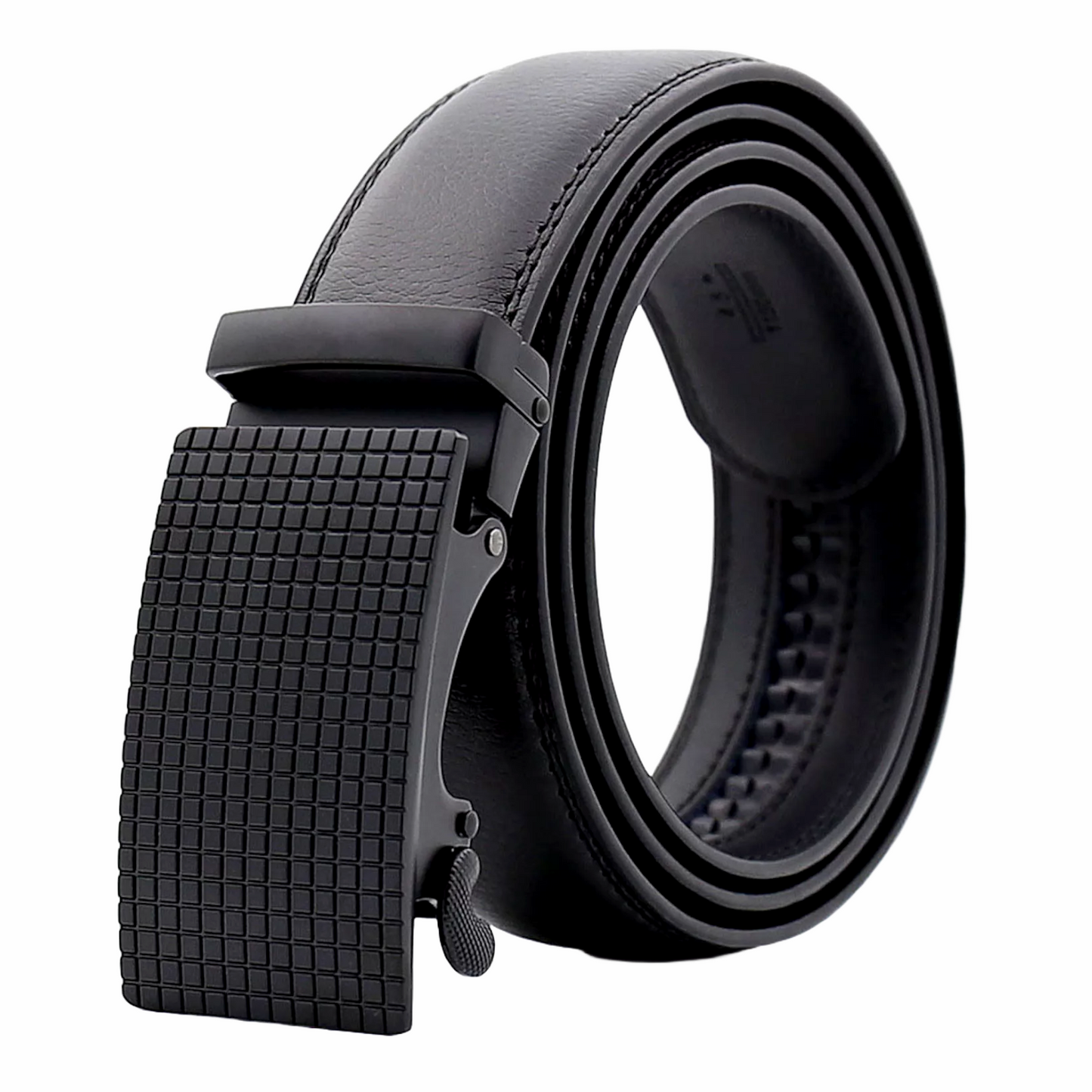 QHA Mens 35mm Ratchet Leather Belt, Offset Stripe Automatic - QHA UK