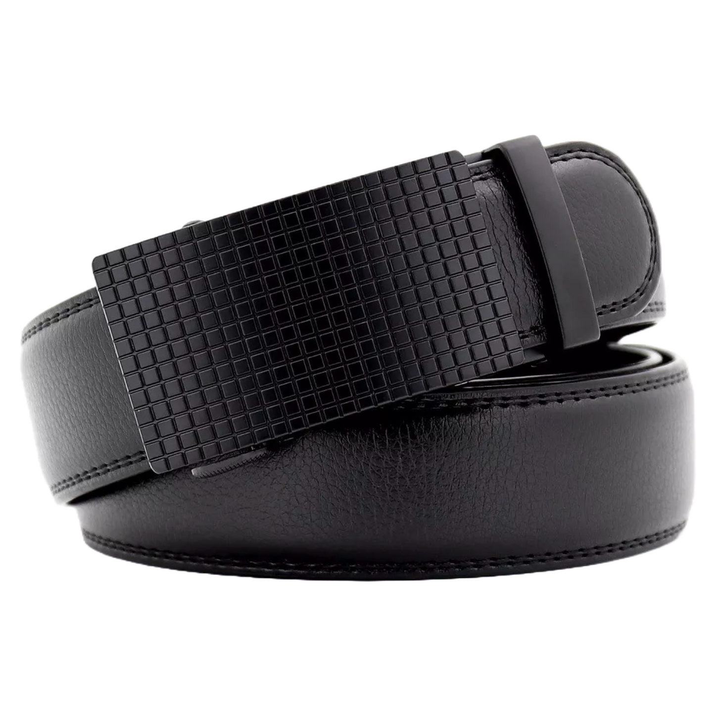 QHA Mens 35mm Ratchet Leather Belt, Offset Stripe Automatic - QHA UK