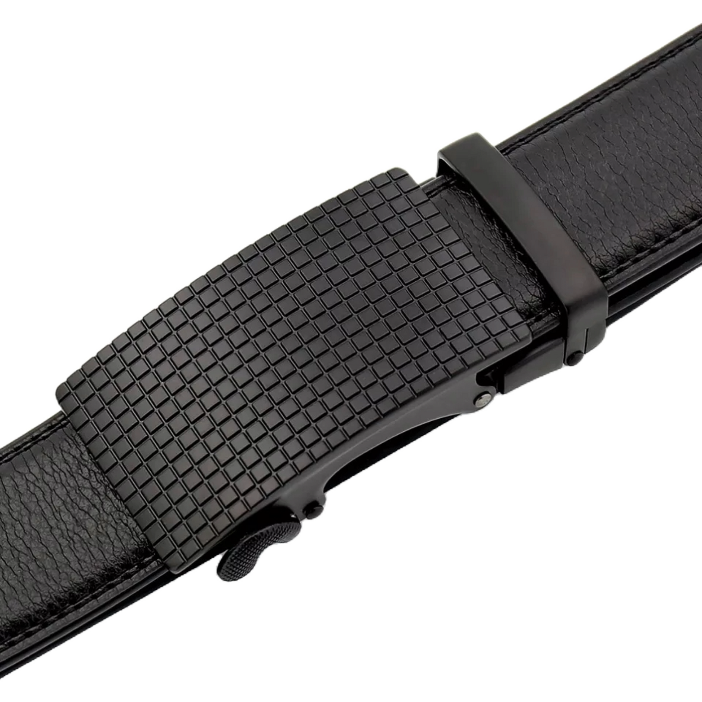 QHA Mens 35mm Ratchet Leather Belt, Offset Stripe Automatic - QHA UK
