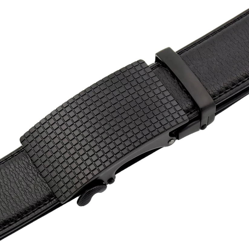 QHA Mens 35mm Ratchet Leather Belt, Offset Stripe Automatic - QHA UK