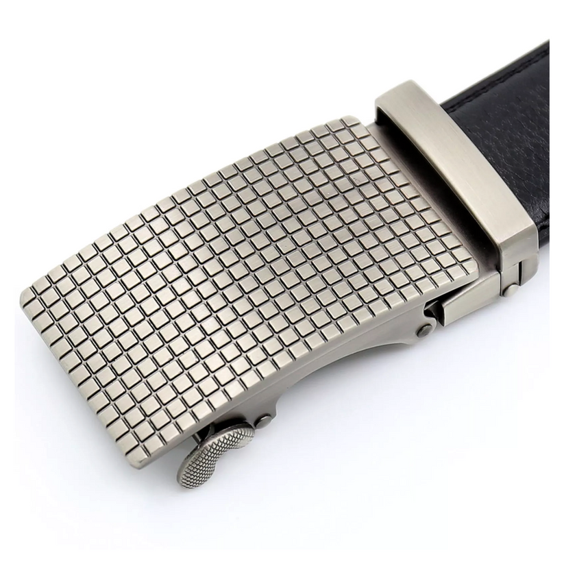 QHA Mens 35mm Ratchet Leather Belt, Offset Stripe Automatic - QHA UK