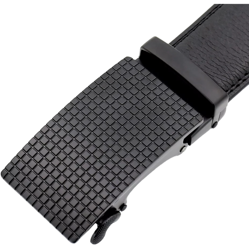 QHA Mens 35mm Ratchet Leather Belt, Offset Stripe Automatic - QHA UK