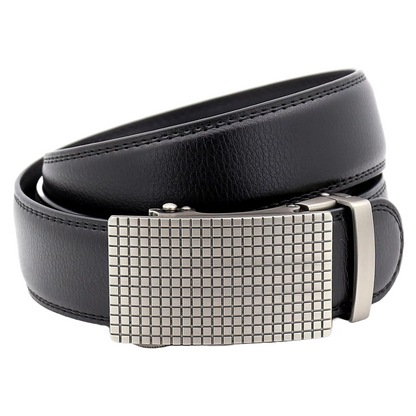 QHA Mens 35mm Ratchet Leather Belt, Offset Stripe Automatic - QHA UK