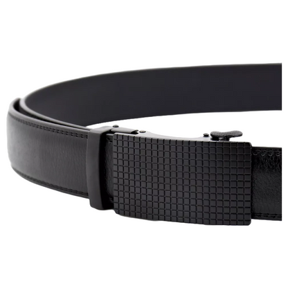 QHA Mens 35mm Ratchet Leather Belt, Offset Stripe Automatic - QHA UK