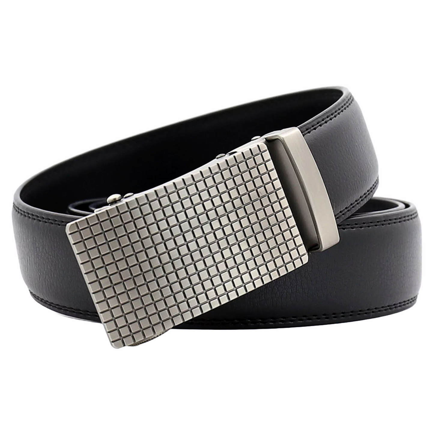 QHA Mens 35mm Ratchet Leather Belt, Offset Stripe Automatic - QHA UK