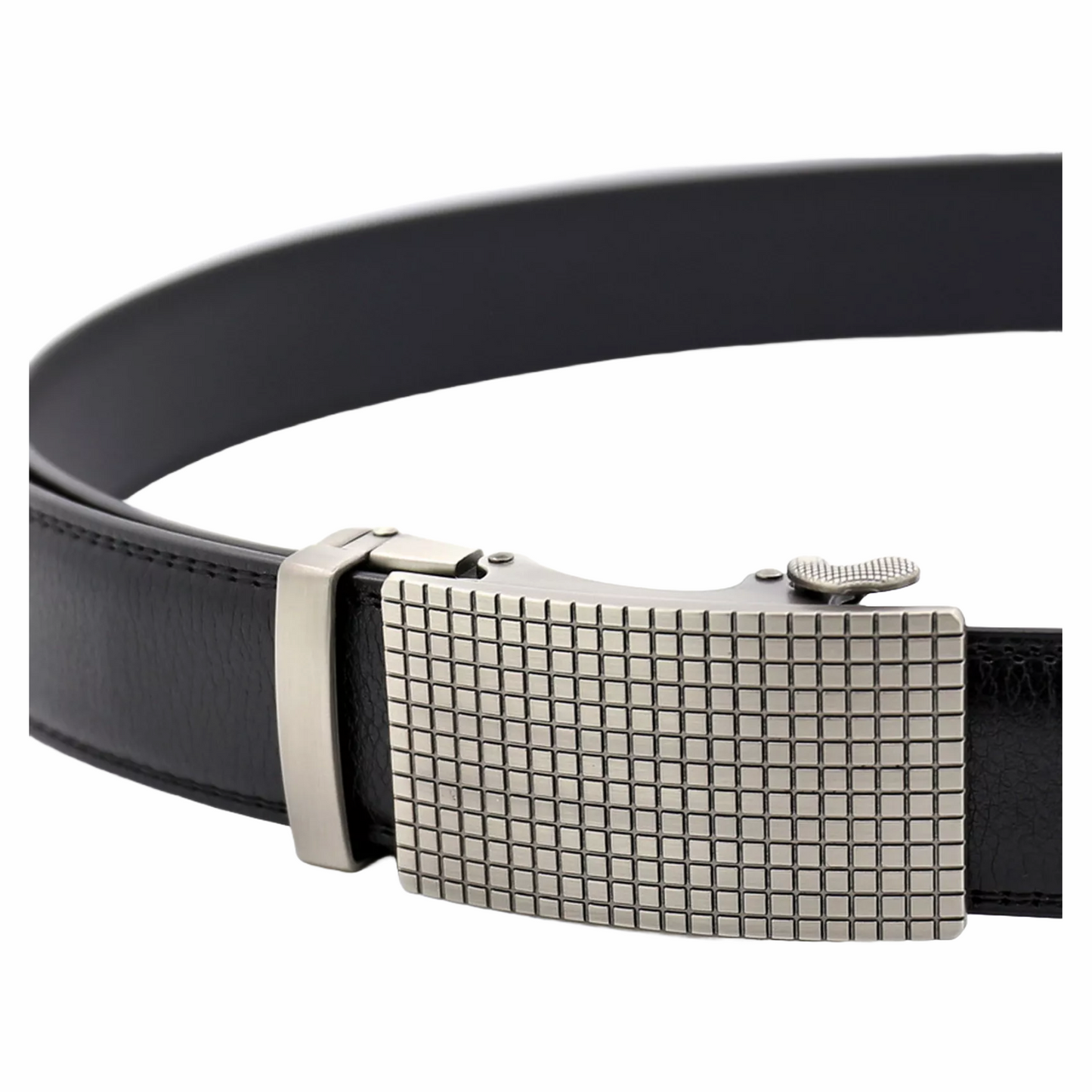 QHA Mens 35mm Ratchet Leather Belt, Offset Stripe Automatic - QHA UK