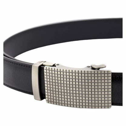 QHA Mens 35mm Ratchet Leather Belt, Offset Stripe Automatic - QHA UK