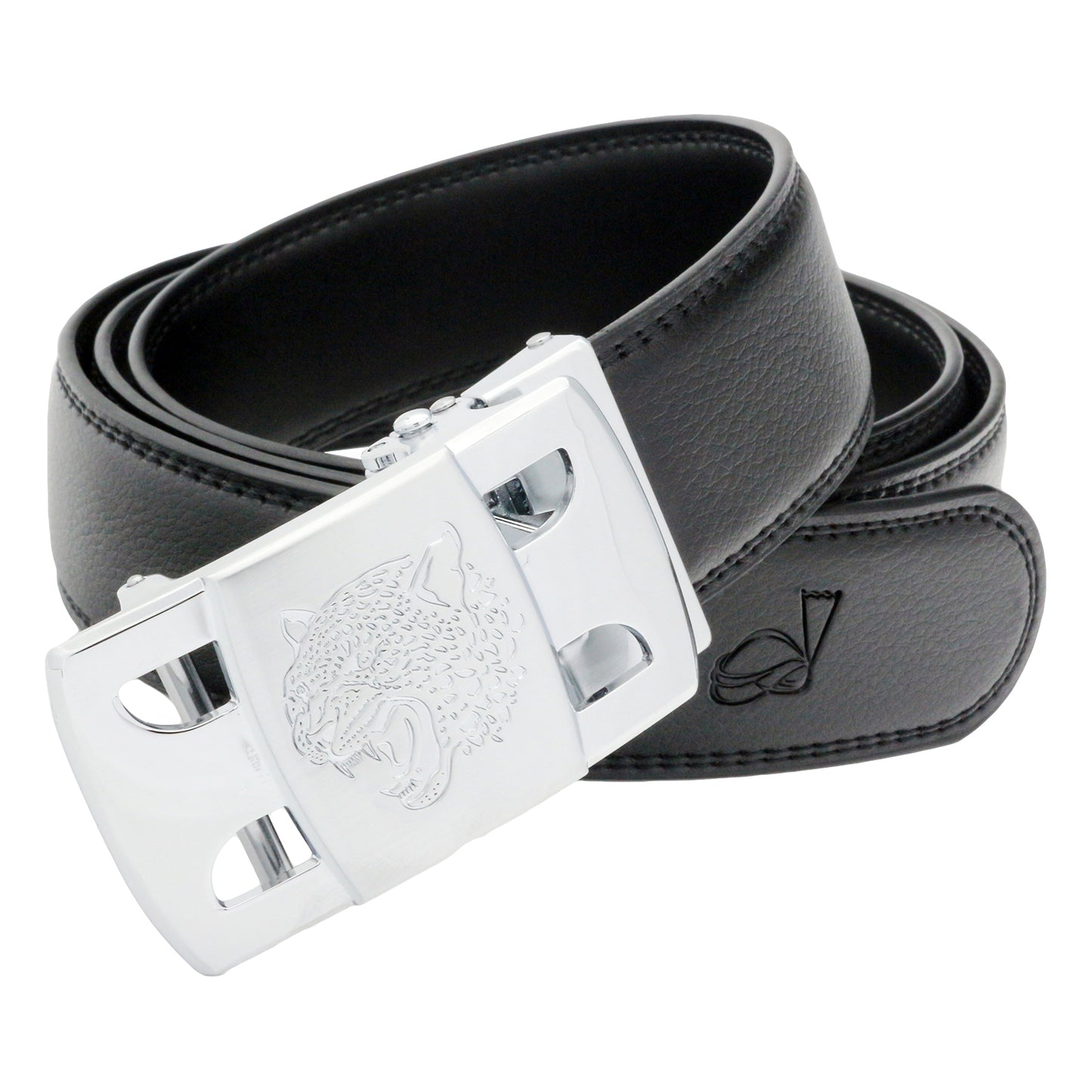 QHA Mens 35mm Ratchet Golf Belt, Sculpted Tiger Head Buckle Q56 - QHA UK