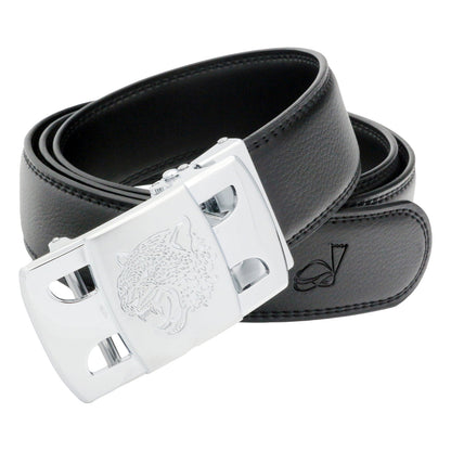 QHA Mens 35mm Ratchet Golf Belt, Sculpted Tiger Head Buckle Q56 - QHA UK