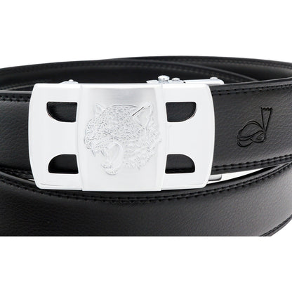 QHA Mens 35mm Ratchet Golf Belt, Sculpted Tiger Head Buckle Q56 - QHA UK