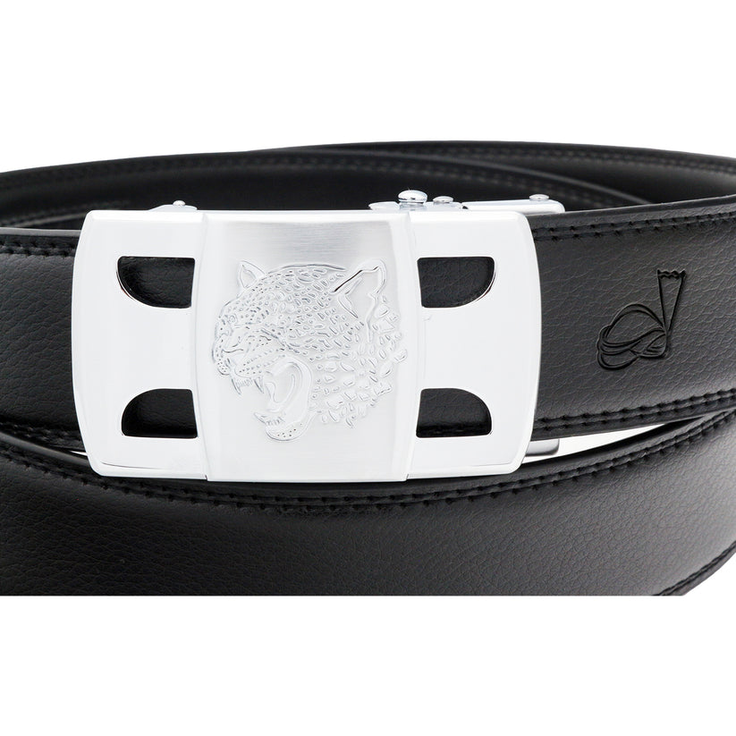 QHA Mens 35mm Ratchet Golf Belt, Sculpted Tiger Head Buckle Q56 - QHA UK