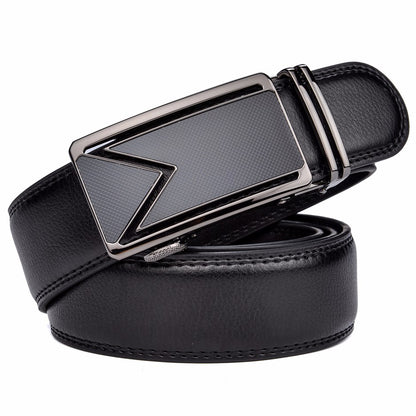 QHA Mens 35mm Ratchet Leather Belt, Bold Letter M Automatic - QHA UK