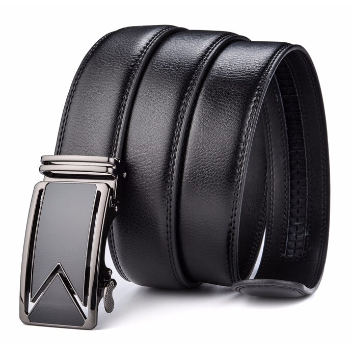 QHA Mens 35mm Ratchet Leather Belt, Bold Letter M Automatic - QHA UK