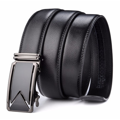 QHA Mens 35mm Ratchet Leather Belt, Bold Letter M Automatic - QHA UK