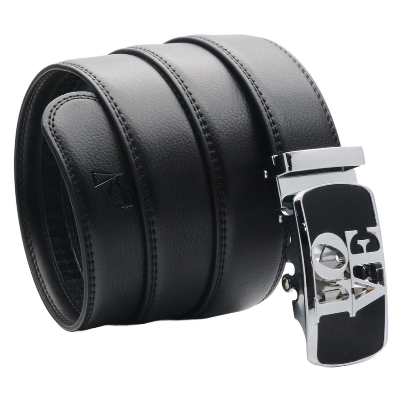 Womens Ratchet Belt LOVE Buckle Leather Adjustable No Holes Gift - QHA UK