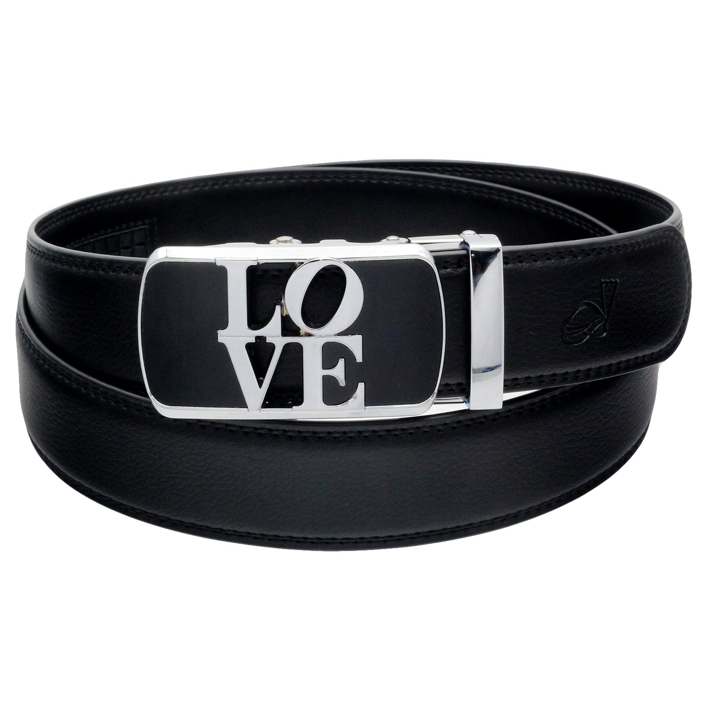 Womens Ratchet Belt LOVE Buckle Leather Adjustable No Holes Gift - QHA UK
