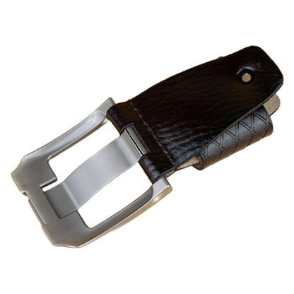 QHA Mens 38mm Real Cowhide Leather Belt, Modern Skeletal Pin - QHA UK