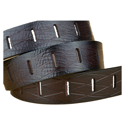 QHA Mens 38mm Real Cowhide Leather Belt, Modern Skeletal Pin - QHA UK