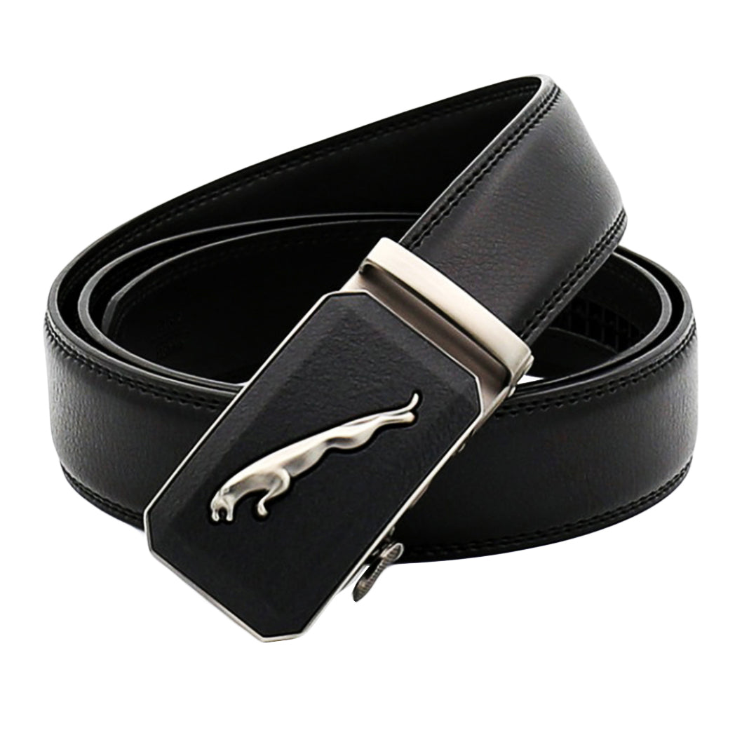 QHA Mens 35mm Ratchet Leather Belt, Leopard Design Automatic - QHA UK