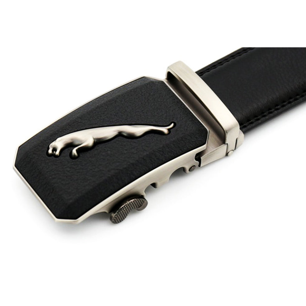 QHA Mens 35mm Ratchet Leather Belt, Leopard Design Automatic - QHA UK