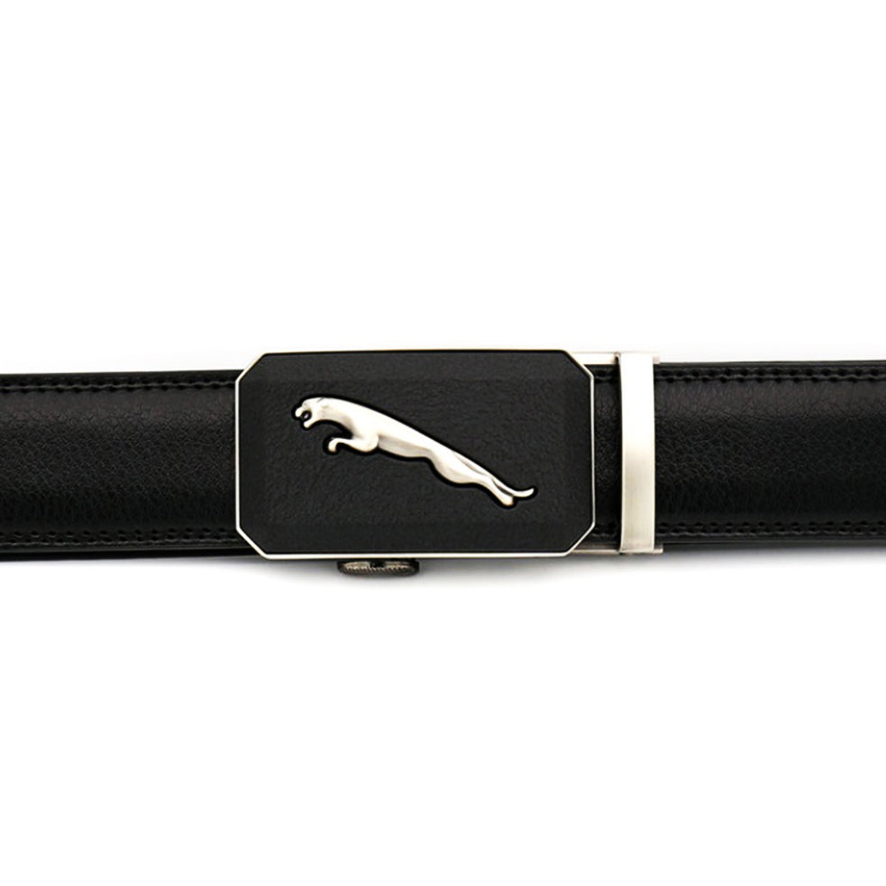 QHA Mens 35mm Ratchet Leather Belt, Leopard Design Automatic - QHA UK