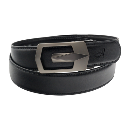 QHA Mens 35mm Ratchet Leather Belt, Geometric V-Frame Automatic - QHA UK