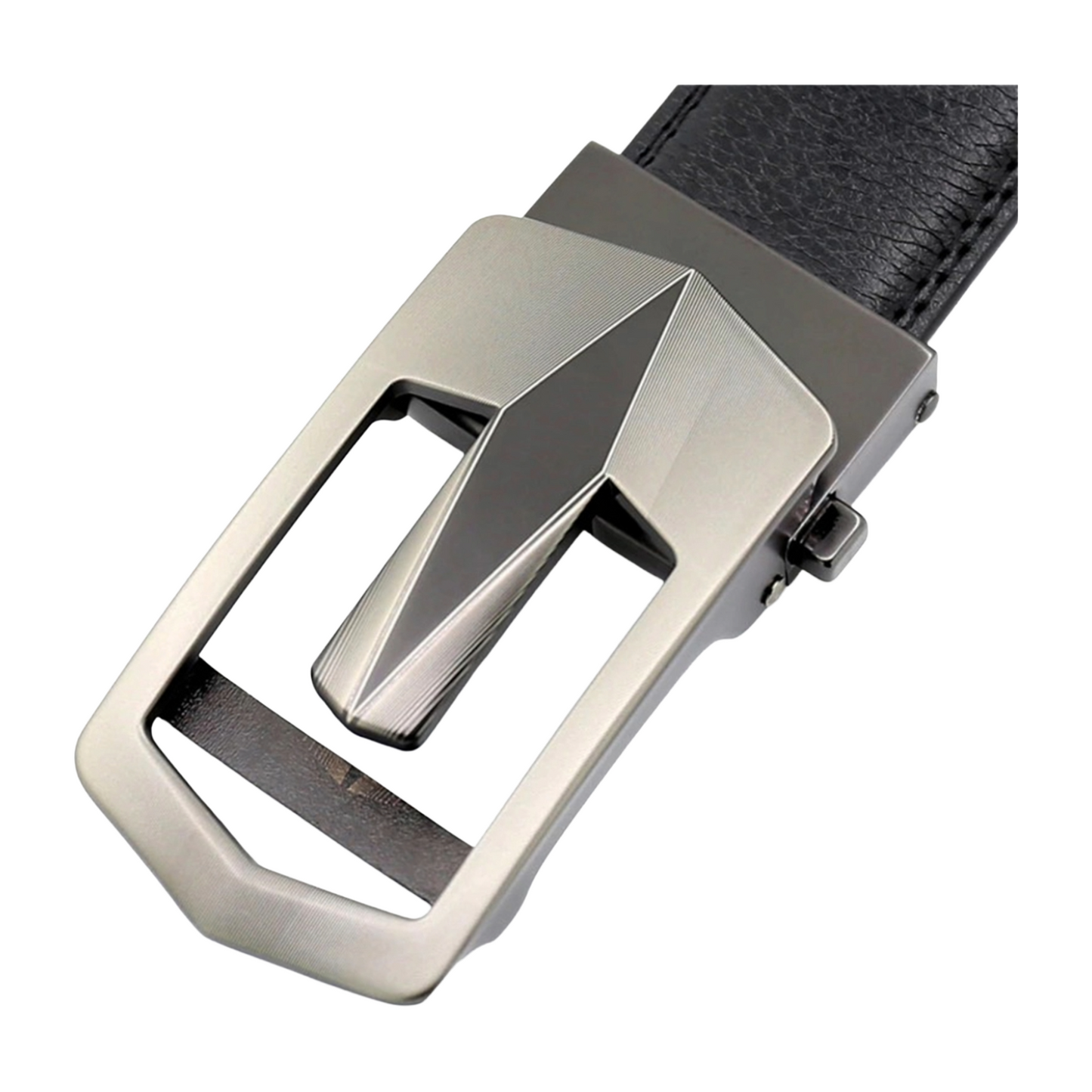 QHA Mens 35mm Ratchet Leather Belt, Geometric V-Frame Automatic - QHA UK