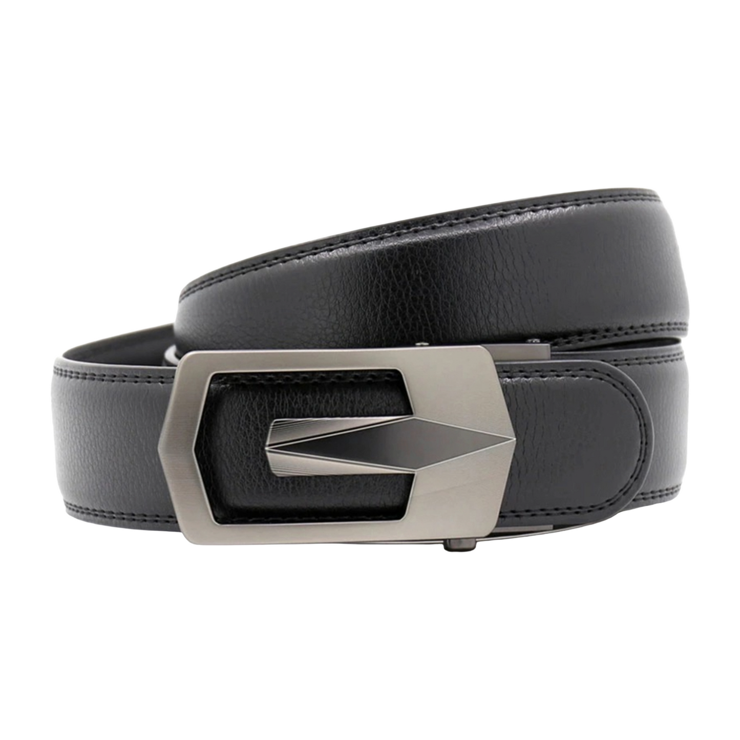 QHA Mens 35mm Ratchet Leather Belt, Geometric V-Frame Automatic - QHA UK