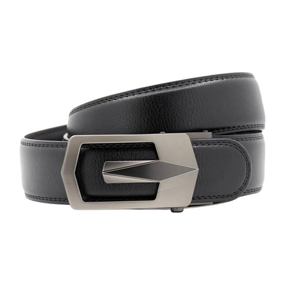 QHA Mens 35mm Ratchet Leather Belt, Geometric V-Frame Automatic - QHA UK