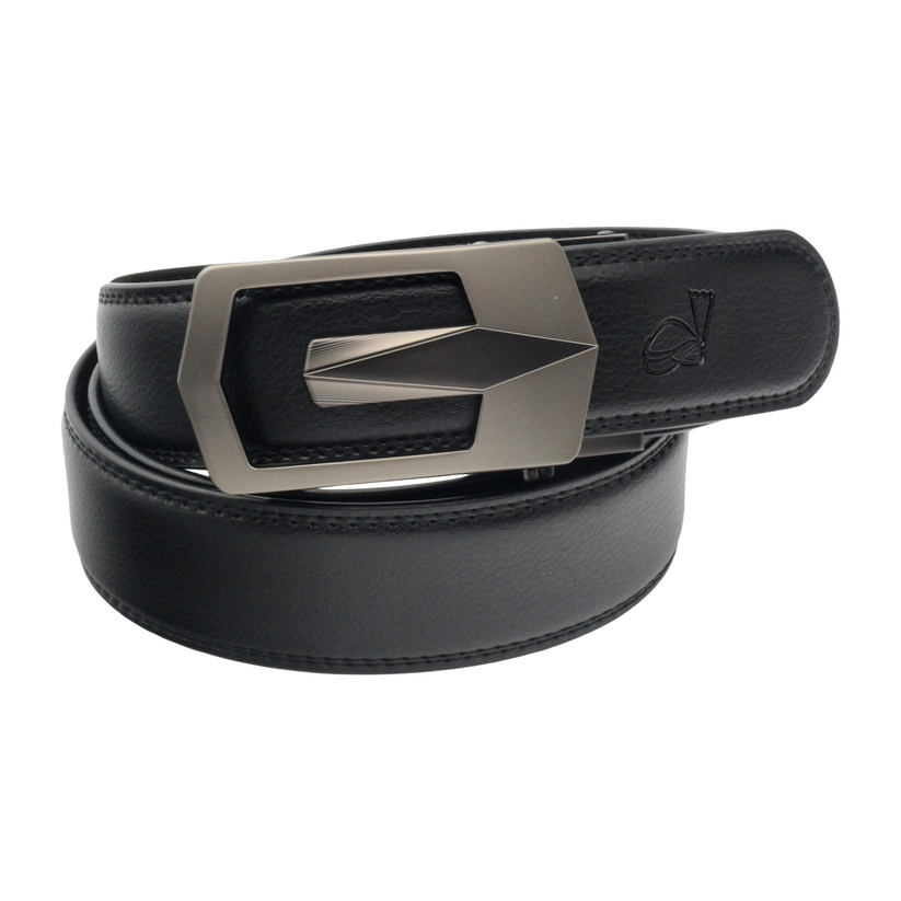 QHA Mens 35mm Ratchet Leather Belt, Geometric V-Frame Automatic - QHA UK