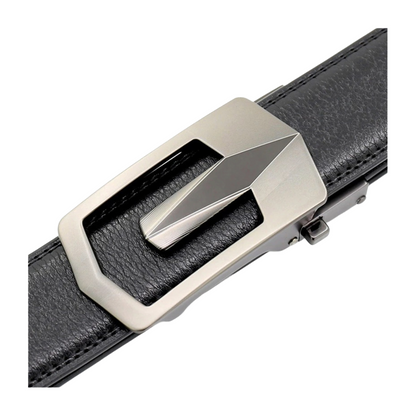 QHA Mens 35mm Ratchet Leather Belt, Geometric V-Frame Automatic - QHA UK