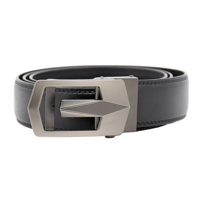 QHA Mens 35mm Ratchet Leather Belt, Geometric V-Frame Automatic - QHA UK