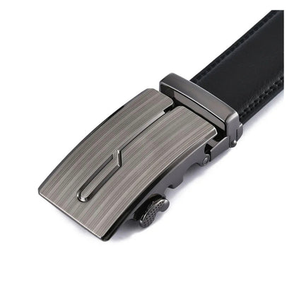 QHA Mens 35mm Ratchet Leather Belt, Brushed Silver J-Line - QHA UK