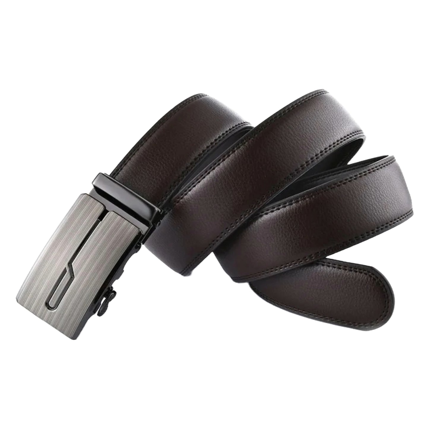 QHA Mens 35mm Ratchet Leather Belt, Brushed Silver J-Line - QHA UK