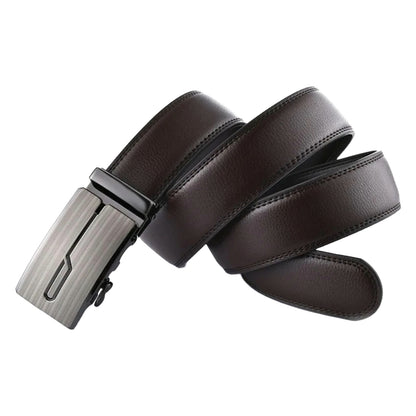 QHA Mens 35mm Ratchet Leather Belt, Brushed Silver J-Line - QHA UK